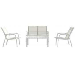 Set mobilier terasa si gradina, MARTA, canapea 2 locuri cu 2 fotolii si masuta, bej, polipropilena si textilina