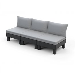 Canapea de exterior Keter, Elements, 3 locuri grafit cu perne gri deschis