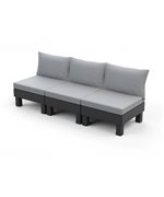 Canapea de exterior Keter, Elements, 3 locuri grafit cu perne gri deschis