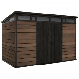 Casuta de gradina Keter Penthouse 11 x 7 Signature Venetian, plastic Decocoat, cu podea inclusa, maro antracit