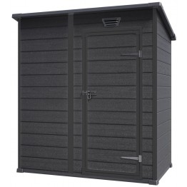 Magazie de gradina Keter Essential 6 x 4, plastic, cu podea inclusa, antracit negru