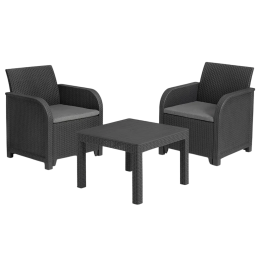 Set mobilier gradina Rosalie, pentru 2 persoane, plastic, antracit