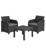 Set mobilier gradina Rosalie, pentru 2 persoane, plastic, antracit