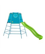 Set TP Explorer albastru cu cadru metalic de catarare si tobogan