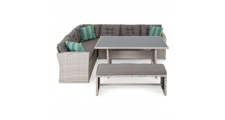 Set de gradina cu 2 canapele, masa si taburet, LAGUNA, 7 locuri, Dinning set