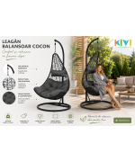 Leagan NEW CAROUSEL lungime 95 latime 95 inaltime 190 negru cu gri