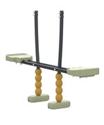 Set Leagan triplu copii Tp Toys Barbouzet din lemn masiv rotund, set cu 3 leagane si topogan 220 cm incluse
