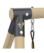 Set Leagan triplu copii Tp Toys Barbouzet din lemn masiv rotund, set cu 3 leagane si topogan 220 cm incluse