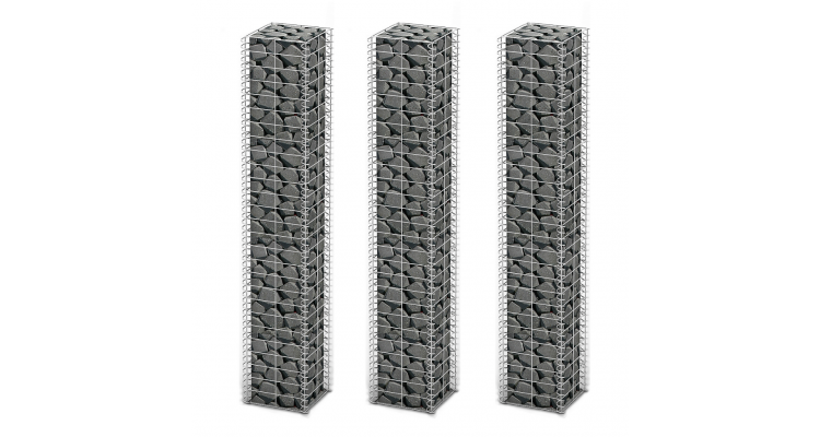Set 3 gabioane din sarma galvanizata 25 x 25 x 150 cm kivi.ro