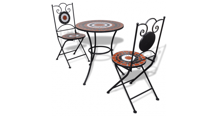 Masa bistro mozaic 60 cm, 2 scaune, teracota/alb Alti producatori