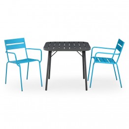 Set 2 Scaune si Masa patrata BALI  gri-albastru