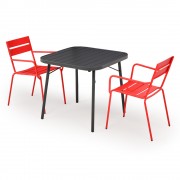 Set 2 Scaune si Masa patrata BALI  gri/-osu