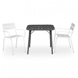 Set 2 Scaune si Masa patrata BALI  gri-alb