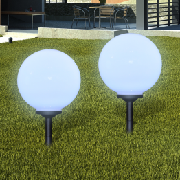 Lampi solare de gradina in forma de glob cu tepusa LED 2 buc.