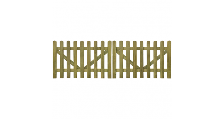 Poarta din scanduri de gard din lemn tratat 300x100 cm, 2 buc. poza kivi.ro