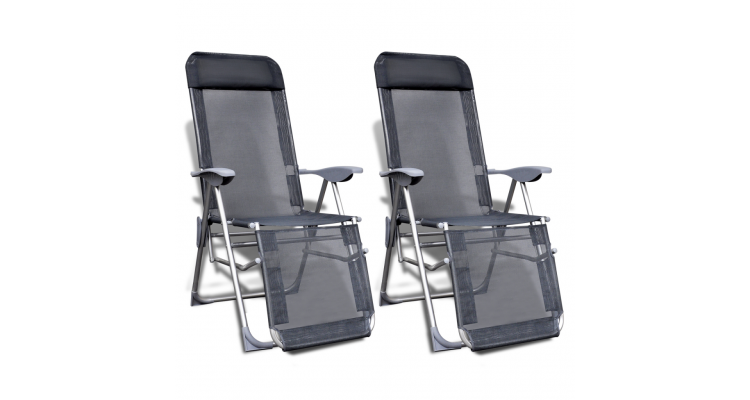 Set 2 scaune camping reglabile cu suport picioare title=Set 2 scaune camping reglabile cu suport picioare