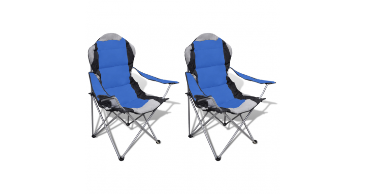 Set 2 scaune pliabile de camping XXL, Albastru title=Set 2 scaune pliabile de camping XXL, Albastru