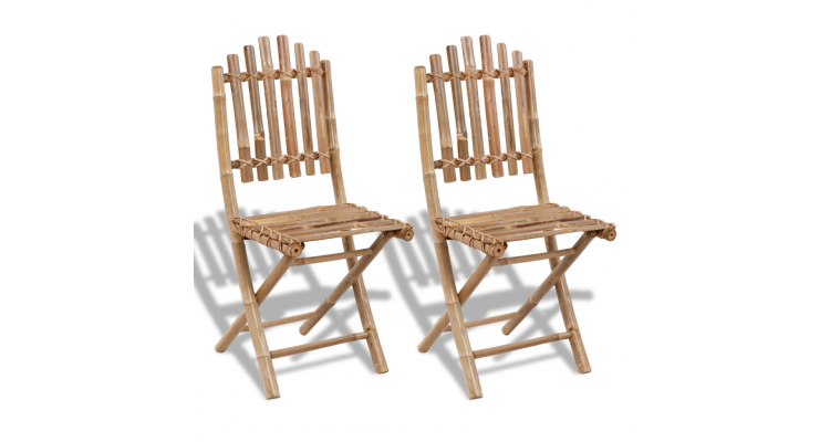 Set 2 scaune pliabile din lemn de bambbus