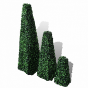 Set 3 arbusti artificiali in forma de piramida