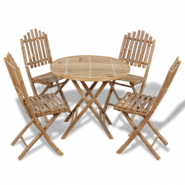 Set mobilier exterior pliabil din bambus 1 masa+4 scaune