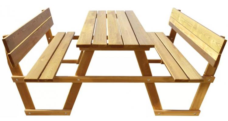 Masa de picnic cu spatar din lemn de pin tratat title=Masa de picnic cu spatar din lemn de pin tratat