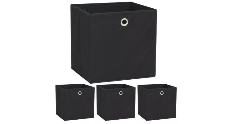 cutii depozitare, 4 buc, material netesut, 32x32x32 cm, negru image0