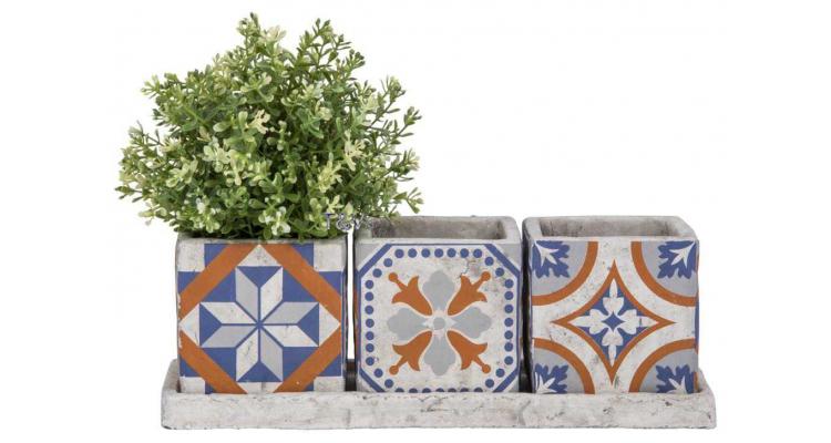 Set 3 Jardiniere ceramica in stil mediteranean AC179 kivi.ro