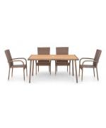 Set 4 scaune si masa AMAYA  maro/natur Set 4 scaune si masa AMAYA  maro/natur