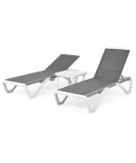 Set 2 sezlonguri si masuta YATI  alb/gri Set 2 sezlonguri si masuta YATI  alb/gri