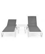 Set 2 sezlonguri si masuta YATI  alb/gri Set 2 sezlonguri si masuta YATI  alb/gri