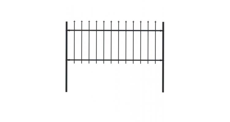 Gard de gradina cu varf sulita, negru, 1,7 x 0,8 m, otel Alti producatori