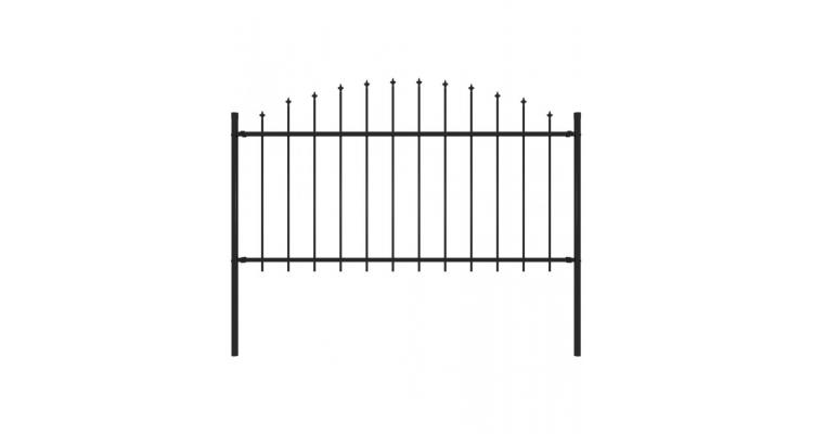 Gard de gradina cu varf sulita, negru, (1,25-1,5) x 1,7 m, otel poza kivi.ro
