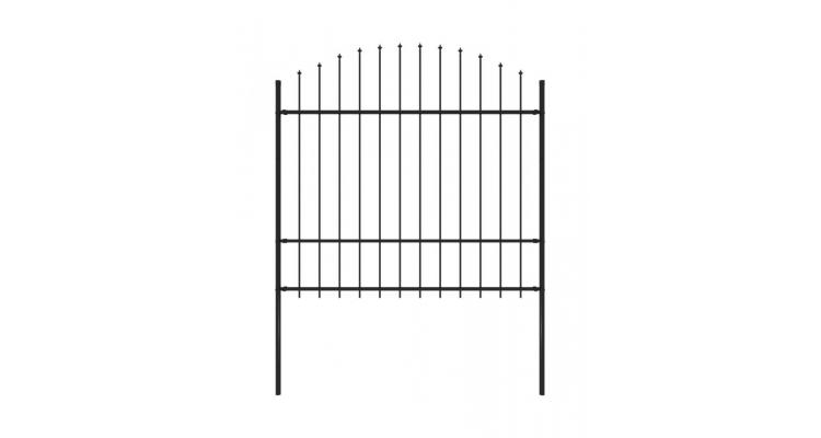 Gard de gradina cu varf sulita, negru, (1,5-1,75) x 1,7 m, otel poza kivi.ro