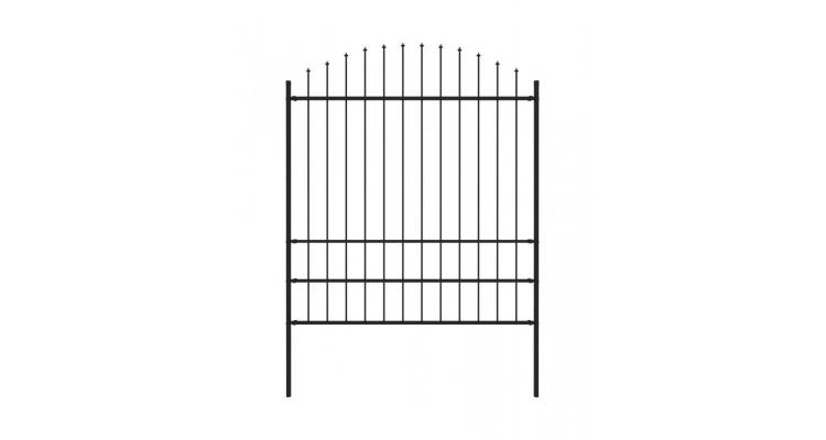 Gard de gradina cu varf sulita, negru, (1,75-2) x 1,7 m, otel Alti producatori