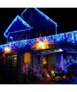 Instalatie de Craciun, tip franjuri / turturi, 5 m, 120 leduri, albastru Instalatie de Craciun, tip franjuri / turturi, 5 m, 120 leduri, albastru