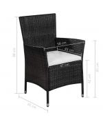 Set mobilier bistro, 3 piese, negru, poliratan