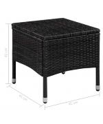 Set mobilier bistro, 3 piese, negru, poliratan