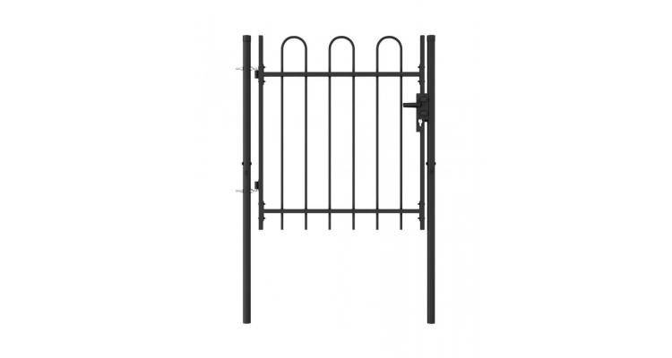 Poarta de gard cu o usa, varf arcuit, negru, 1 x 1 m, otel Alti producatori