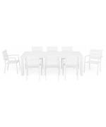 Set ESCALE 8 scaune si masa dreptunghiulara,alb