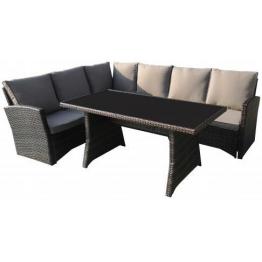 Set mobilier cu coltar ratan premium, Caprice, maro
