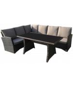 Set mobilier cu coltar ratan premium, Caprice, maro