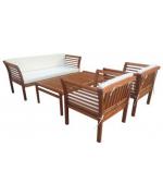 Set mobilier gradina, lemn eucalipt, Fiorentino, 4 piese, maro/alb