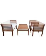Set mobilier gradina, lemn eucalipt, Fiorentino, 4 piese, maro/alb
