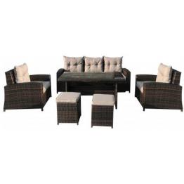 Set moblier de gradina ratan premium, Avellana, maro