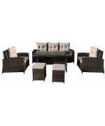 Set moblier de gradina ratan premium, Avellana, maro