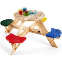 Masa de joaca din lemn cu scaune colorate pentru 4 copii PlumMasa de joaca din lemn cu scaune colorate pentru 4 copii Plum