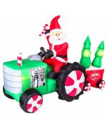 Figurina gonflabila Mos Craciun pe tractor