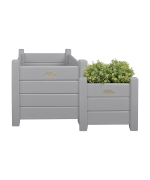 Set doua jardiniere patrate din lemn Acaya grey
