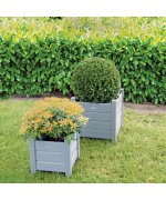 Set doua jardiniere patrate din lemn Acaya grey