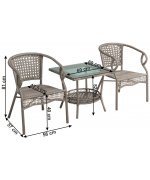 Set de rattan de gradina TODOR, maro/gri